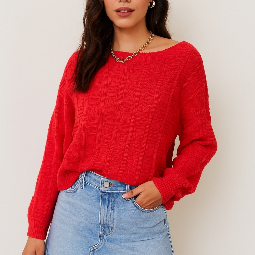 Red Cable Knit Sweater